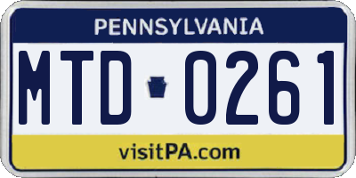 PA license plate MTD0261