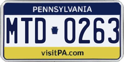 PA license plate MTD0263