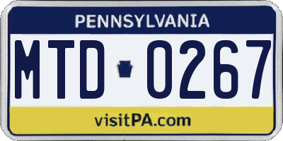 PA license plate MTD0267