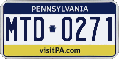 PA license plate MTD0271