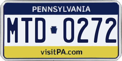 PA license plate MTD0272