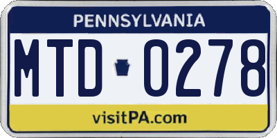 PA license plate MTD0278
