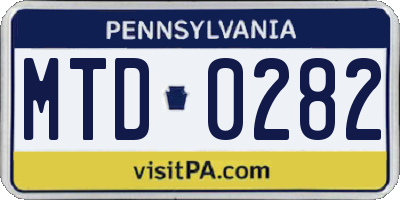 PA license plate MTD0282