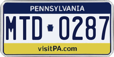 PA license plate MTD0287
