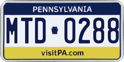 PA license plate MTD0288