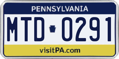 PA license plate MTD0291