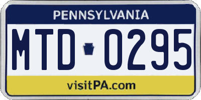 PA license plate MTD0295