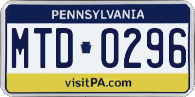 PA license plate MTD0296
