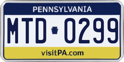PA license plate MTD0299