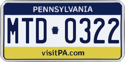 PA license plate MTD0322
