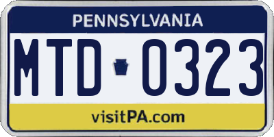 PA license plate MTD0323