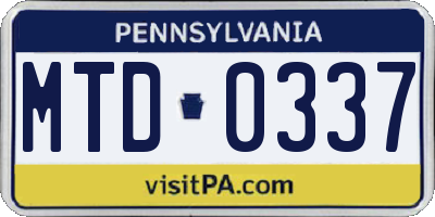 PA license plate MTD0337