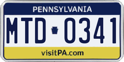 PA license plate MTD0341