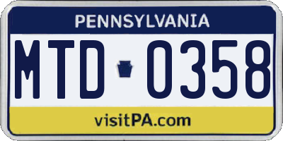 PA license plate MTD0358