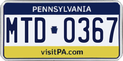 PA license plate MTD0367
