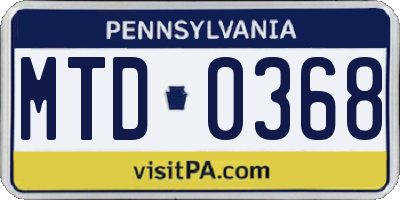 PA license plate MTD0368