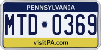 PA license plate MTD0369