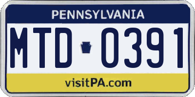 PA license plate MTD0391
