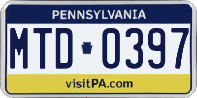 PA license plate MTD0397