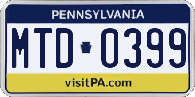 PA license plate MTD0399