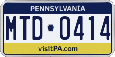 PA license plate MTD0414