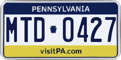 PA license plate MTD0427