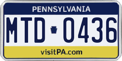 PA license plate MTD0436