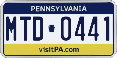PA license plate MTD0441