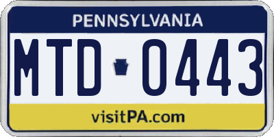 PA license plate MTD0443