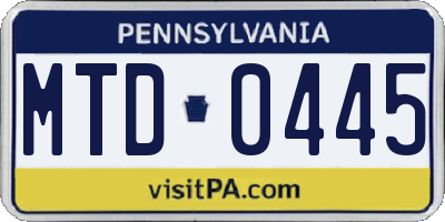 PA license plate MTD0445