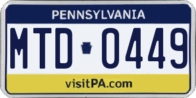 PA license plate MTD0449