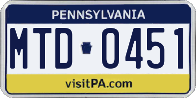 PA license plate MTD0451