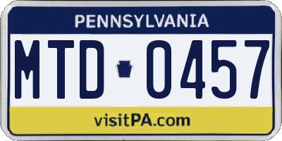 PA license plate MTD0457