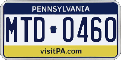 PA license plate MTD0460