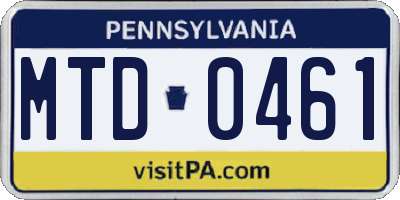 PA license plate MTD0461