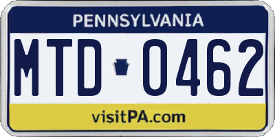 PA license plate MTD0462