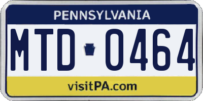 PA license plate MTD0464