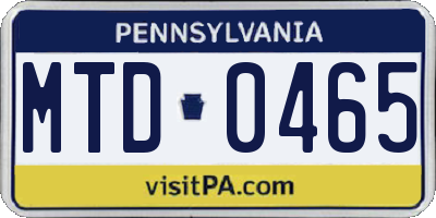 PA license plate MTD0465