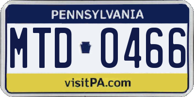 PA license plate MTD0466