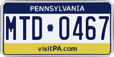 PA license plate MTD0467