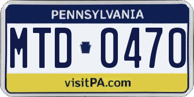 PA license plate MTD0470