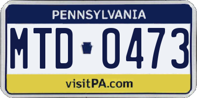 PA license plate MTD0473