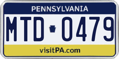 PA license plate MTD0479