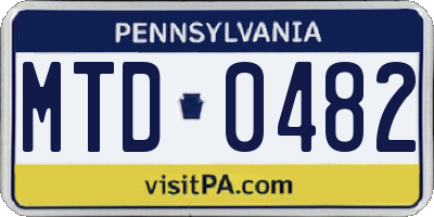 PA license plate MTD0482