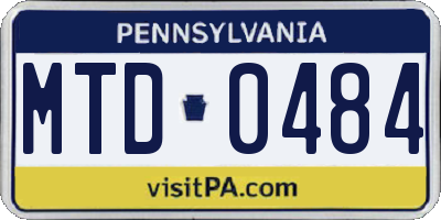 PA license plate MTD0484