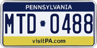 PA license plate MTD0488