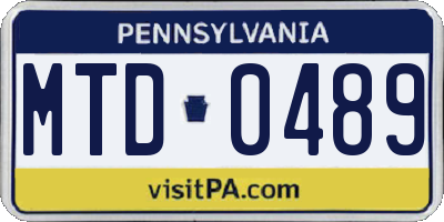 PA license plate MTD0489