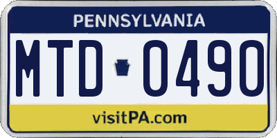 PA license plate MTD0490