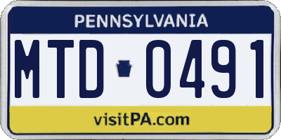 PA license plate MTD0491