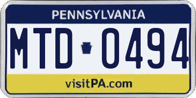 PA license plate MTD0494